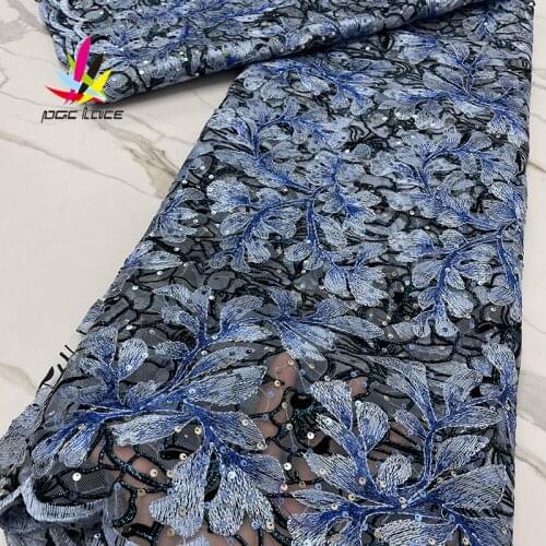 Latest French Nigerian sequins Tulle lace 2021 high quality African tulle mesh sequence lace fabric for dress 5yards/lot