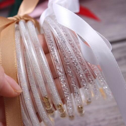 New Fashion White Birthstone Glitter Bangles Fall All Weather Stack Silicone Plastic Glitter Jelly Bangle Gift for Women Jewelry