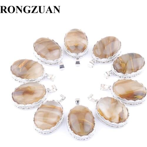 Wholesale 10Pcs/Lot Natural Stone Quartz Oval Bead Pendant For Necklace Jewelry Making TN3672