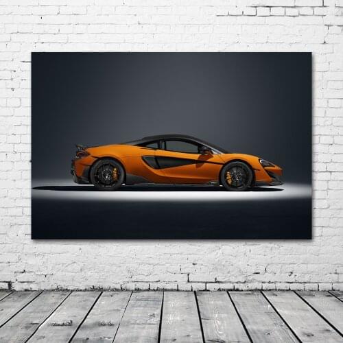McLaren 600LT Orange Car Supercar Wall Art Posters Canvas Print With Wooden DIY Framed Painting For Living Room Decor Boys Gif