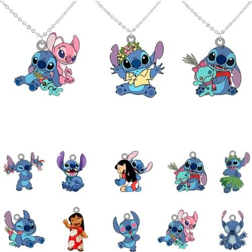 Disney Funny Stitch Epoxy Necklace Star Baby Pendant Necklace Fashion Necklace Acrylic Necklace Jewelry Party Gift