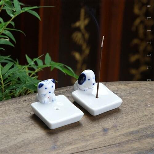 Ceramic Lotus Cat Incense Burner Stick Holder Ceramic Censer Plate DIY Home Fragrance Ornaments Gift