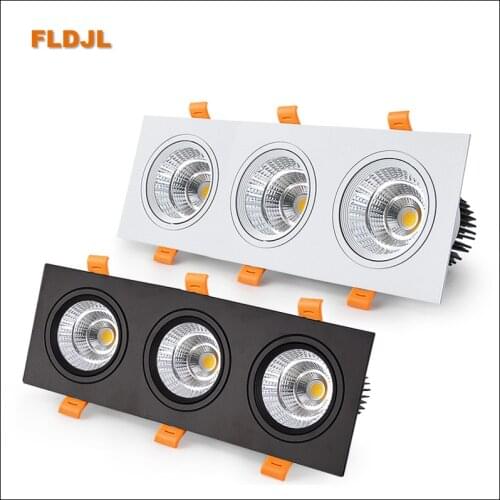 Dimmable square embedded three-head COB LED downlight 7W 10W 15W LED ceiling light AC85~265V ceiling spotlight indoor lighting
