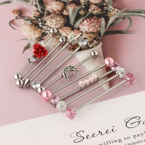 Industrial Barbell 14G Cartilage Earrings Scaffold Piercings Arrow Industrial Piercing Jewelry Bar 38mm for Women Men