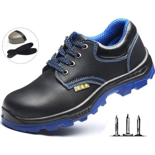 Labor Insurance Shoes Cowhide Solid Bottom Work Shoes Safety Shoes Anti-smashing Anti-piercing Shoes Outdoor Mountain Shoes