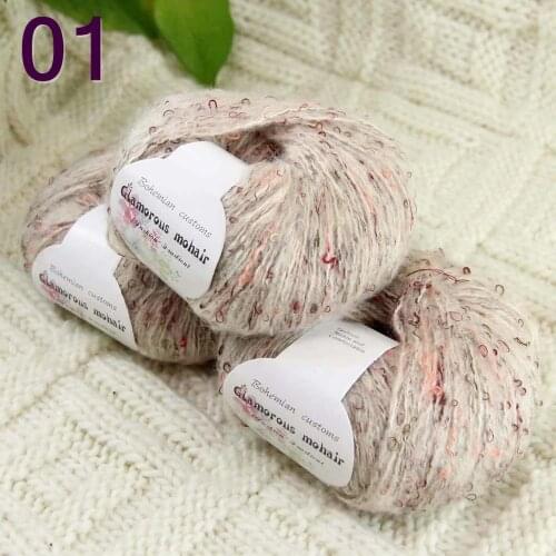 Sale 3SkeinX50gr Luxury Fluffy Soft NEW MOHAIR Shawls Hand Knit Crochet Yarn Ivory 825-01-3