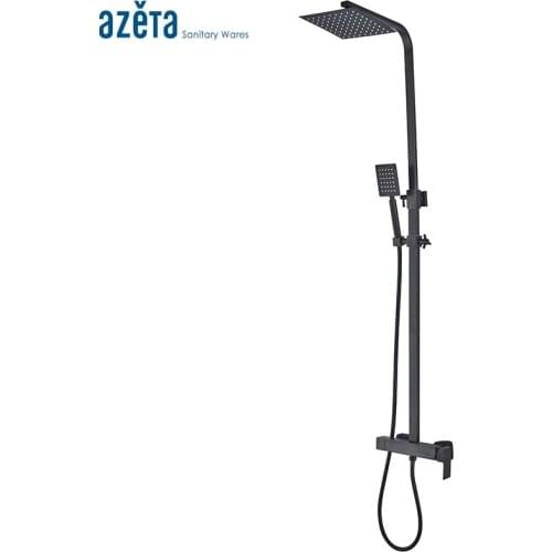 Bathroom Luxury Black Square Wall Mounted Rainfall Shower Set Single Handle Shower Faucet Waterfall Shower Set AT6618B