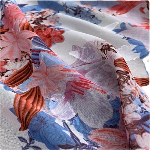 Width 59" Fashion Simple Jacquard Drape Chiffon Fabric By The Half Yard For Dress Shirt Short Sleeve Material