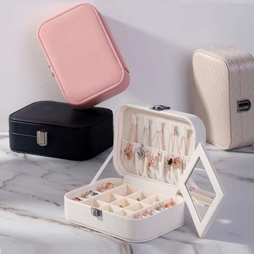 Universal Jewelry Box Organizer Display Travel Jewelry Case Boxes Portable Jewelry Box Button Leather Storage Jewelers