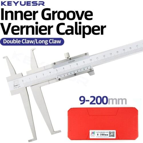 9-200mm Inside Groove Vernier Caliper Stainless Steel Long Double Claw Internal Groove Caliper For Woodworking Measuring tools