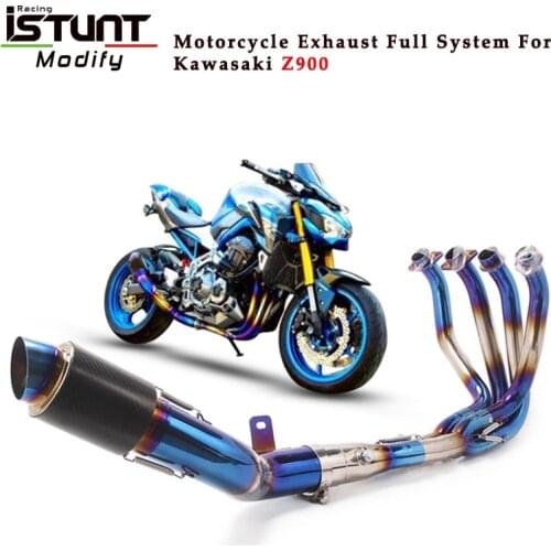 Slip On For Kawasaki NINJA Z900 Motorcycle Exhaust Full System Escape Modified Front Middle Link Pipe+Carbon Fiber Muffler PIpe