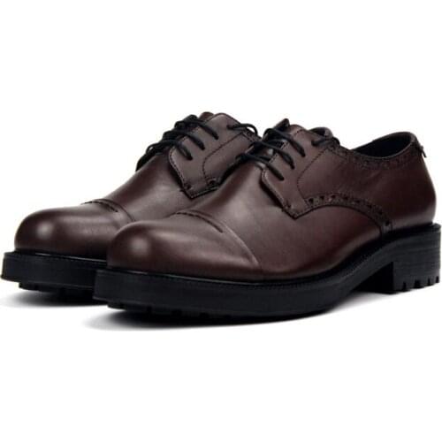 Spring New Fashion Genuine leather Formal Derby shoes Oxford Lace up handmade inrease Round toe Dress shoes