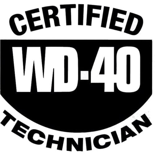 14.3cm*13.7cm Personality WD40 Technician Certified Text Vinyl Car Stickers Accessories C5-1967