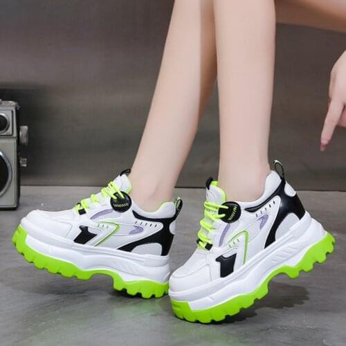Womens Vulcanize Shoes Brand Platform Sneakers Women Fashion Internal Increase Shoes Woman 2021 New Casual Chunky Heels Sneaker