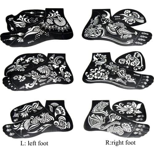1pcs Sexy Henna Tattoo Stencils For Feet Body Paint,Large Flower Glitter Airbrush Foot Stencil Templates For Women 24*16.5cm