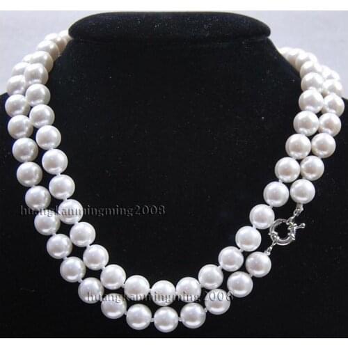 10mm White South Sea Shell Pearl Necklace AAA Grade, 32 inch