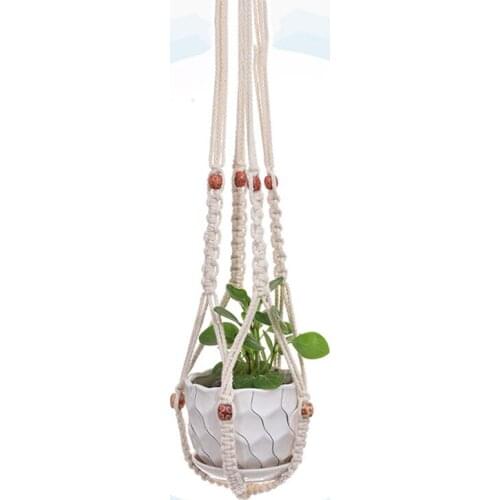 10pcs Macrame Plant Hanger Rope Wall Hanging Basket Flower Pot Hanging Garden Decor Gardening Creative Flower Pot Net Bag ZJJ025