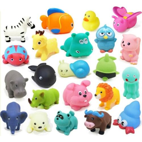 10Pcs Mixed Animals Soft Rubber Float Squeeze Sound Squeaky Bathing Swimming Play Toy For Baby Classic Rubber Baby Toys