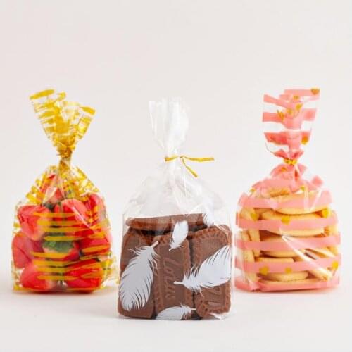 100pcs 13*21cm Cute Pattern Sweet Packaging Plastic Bag INS Style Candy Bag Open Top OPP Poly Baking Cake Bags