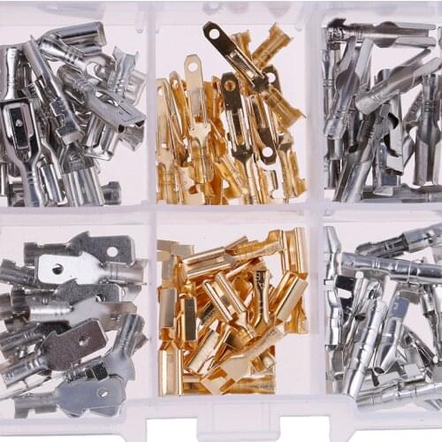 150pcs/Set Male And Female Car Spade Connectors Splice Crimp Wire Terminals Assortment Kit With Insulating Sleeves Kit