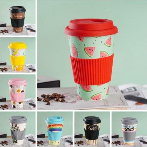 500ml Reusable Bamboo Fibre Coffee Cup Mugs with Lid for Outdoor Travel Drinking Cups Eco-Friendly Coffee Tea Water Juice Mug
