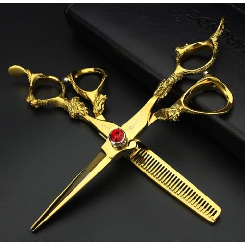 6 inch Jinlong handle hairdresser special scissors professional flat cut scissors + diluted scissors free shipping