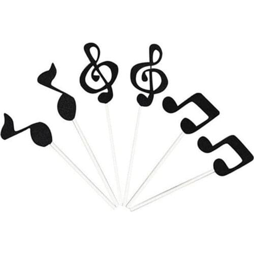 6Pcs/Set Music Notes Cake Topper Cupcake Toppers DIY Kids Birthday Cake Flags Cake Decorating Tools for Baby Shower Girl Favors