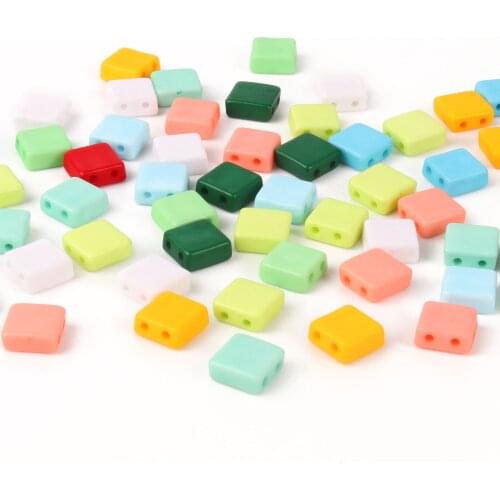 8*8*4mm Mixed Color Acrylic Beads Double Hole Flat Cube Loose Spacer For Jewelry Making Handmade Diy Bracelet Necklace wholesale