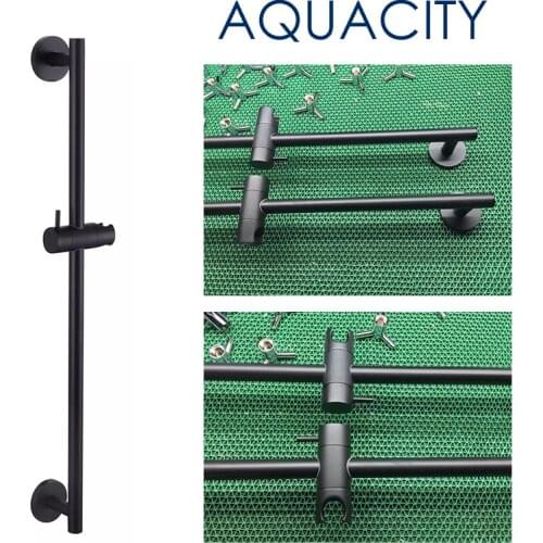 Free shipping Round Brass Shower Sliding Bar Sliding Rail Black Finish shower head holder Bathroom Bar shower bar
