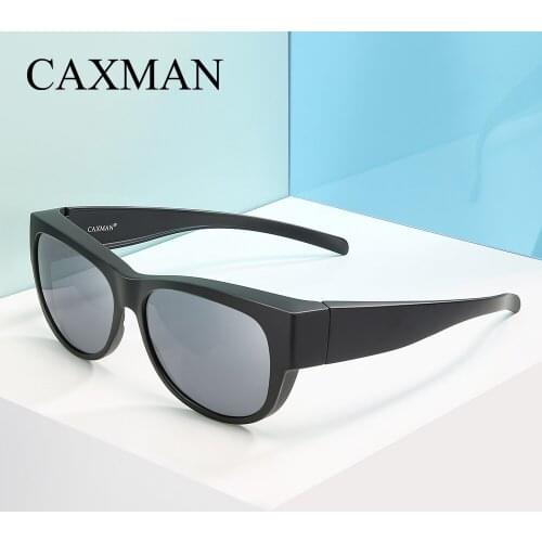 CAXMAN Fits Over the Glasses Sunglasses Polarized for Men Women Wear on Prescription Frames Round Medium Size 100% UV Protection