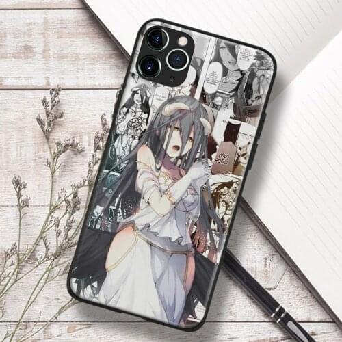 Albedo Overlord anime Phone Case for iPhone 11 12 Mini Pro XS Max X XR 6 7 8 SE Plus Samsung Soft TPU Glass Cover Shell