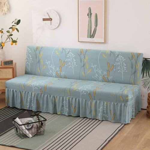 Printed Skirt Sofa Bed Cover Armless Elastic Folding Sofa Bed Covers Stretch Slipcover Bench Cover Recliner Chair Cover