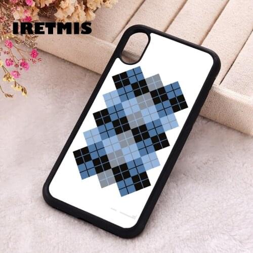 Iretmis 5 5S SE 2020 Phone Cover Case for iPhone 6 6S 7 8 Plus X Xs XR 11 12 Mini Pro Max Silicone Blue Argyle Design