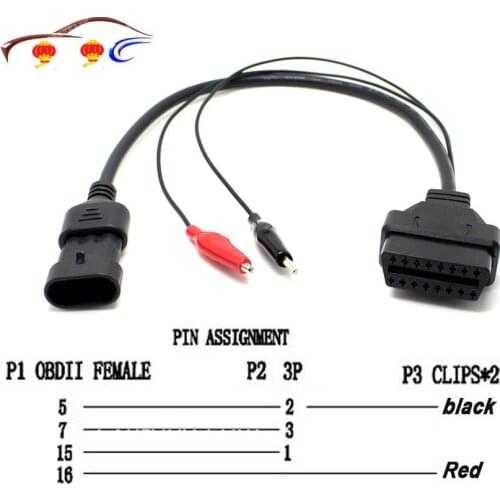 Obd 3pin To 16pin Diagnostic Tool 12v Plastic Adapter Obd2 Cable Plug Connector Car Extension Cable For Fiat For Alfa For Lancia