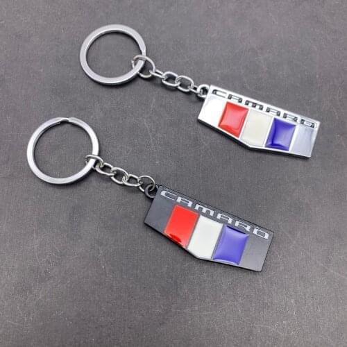 Car Emblem Keychain National Flag 3D Metal Key chain Fob Ring for Camaro Chevrolet Keyring