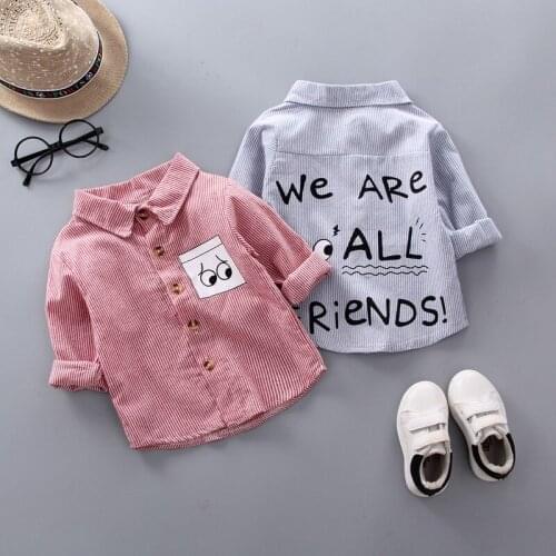 F Stripe Shirt Clothes Baby Spring Thin Shirts Toddler Infant Boy Long Sleeve Tees Tops 1 2 3 4 Years Kids Cotton Shirt