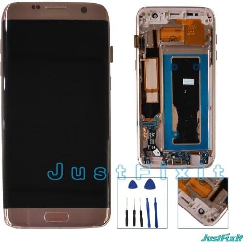 G935F For Samsung Galaxy S7Edge G935S L K Burn-in Lcd Display Touch Screen Digitizer 5.5'' Super AMOLED With Frame