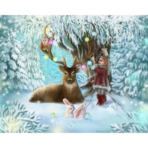 Needle Arts Crafts Full Square DIY Diamond Painting Snow Girl Owl Deers Diamond Embroidery Cross Stitch Mosaic Rhinestones Kits