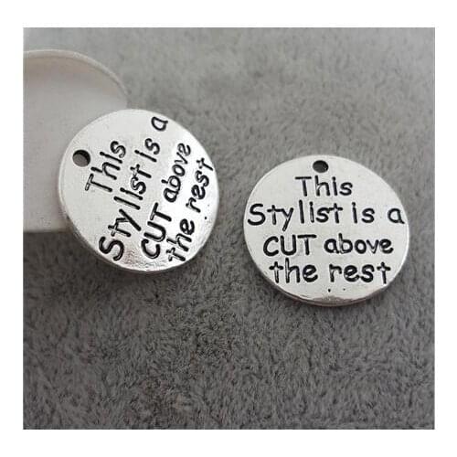 M0383 High Quality 20 Pieces/Lot Diameter 22mm Letter Printed This Stylist Is A Cut Above The Rest Words Round Charm For Jewelry