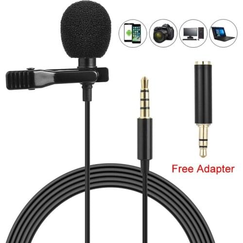 Mini Portable 3.5mm Jack Lavalier Microphone Tie Clip On Metal Audio Mic Wired For Mobile Phone Computer Laptop Camera Recording