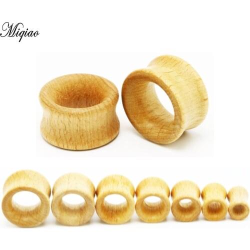 Miqiao 2pcs 8-20mm Hot Selling Piercing Jewelry TUNNEL European and American Primary Color Hollow Wood Auricle Ear Expander