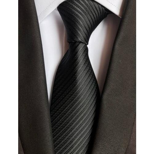8cm Men Solid Black Tie Classic Striped Necktie for Business