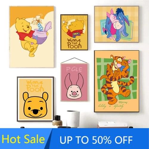 Disney Cartoon Canvas Painting Anime Cute Winnie The Pooh Wall Art Nordic Posters And Prints Pictures For Living Room Decor