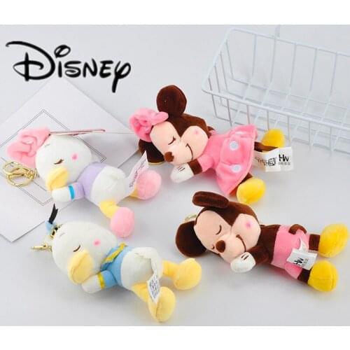 New Disney Mickey Mouse Minnie Donald Duck Plush Doll Keychain Cute Cartoon Boy Girl Keychain Cute Bag Keychain