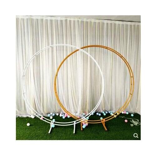 New wedding props iron circle background flower arch ceiling double ring outdoor wedding arrangement double pole circle