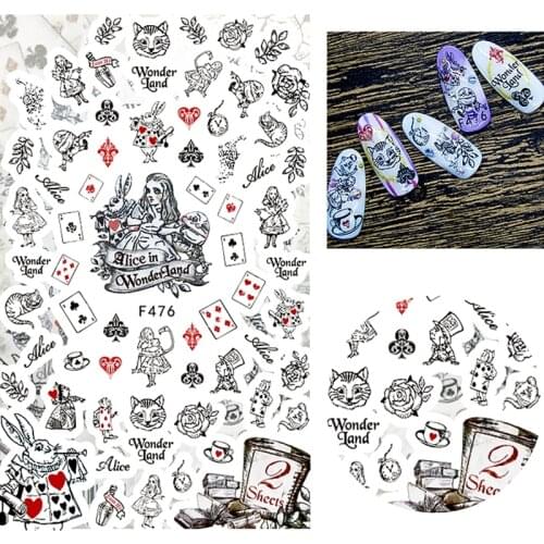 New arrive self-adhesive playing cards 3d nail art decorations sticker and decals manicure material nail supplies tool F475-F484