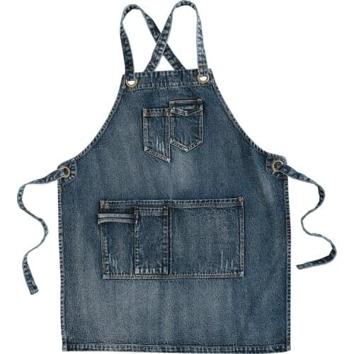 Customized personalized Adults Apron Adjustable Housekeeping Denim Apron Cooking Accessories for Women Men cleaning