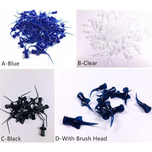100Pis/lot Dental Endo Irrigation Needle Disposable Syringe Tips Plastic Oral Irrigator Tip Blue Black Clear Brush Head