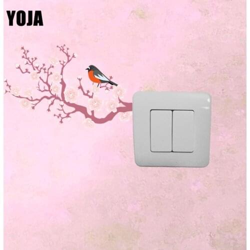 YOJA Switch Sticker Happy Bird With Plum Flower Creative Design PVC Room Decorative Wall Decal 15SS0018