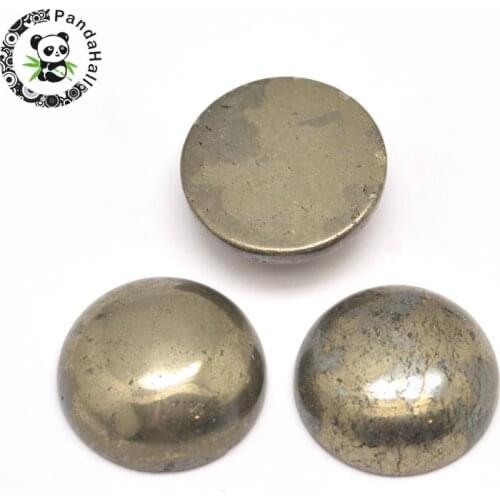 20pcs Half Round Natural Pyrite Cabochons for Jewelry Making DIY Accessories Supplies Wholesale 12x4mm F70